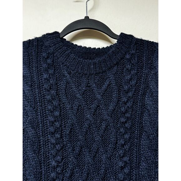 ABERCROMBIE & FITCH Navy Wool/Alpaca Blend Cable Crewneck Sweater, Sz XS - Picture 3 of 10